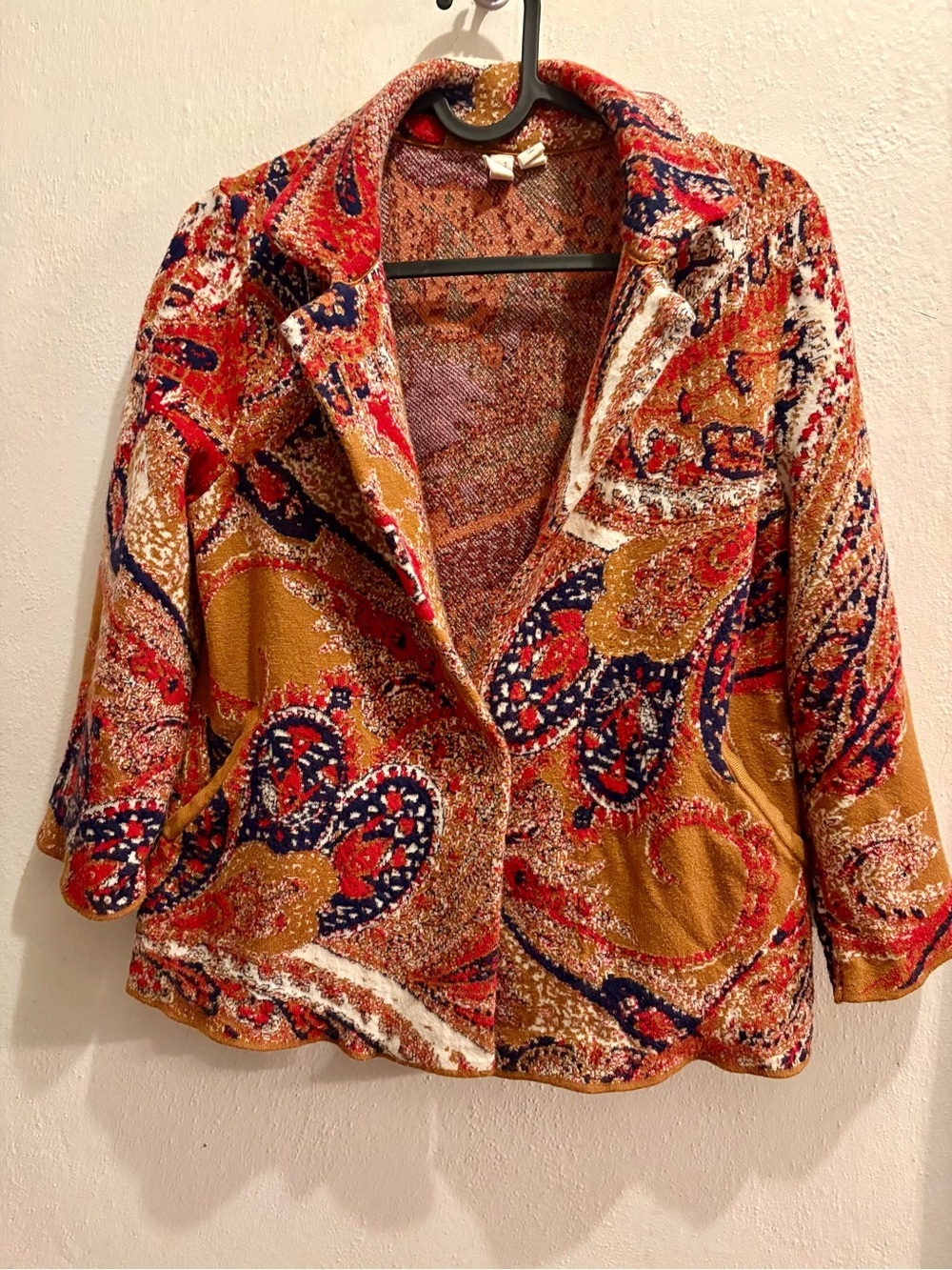 MOTH by Anthropologie Paisley Knit Sweater Blazer Jacket